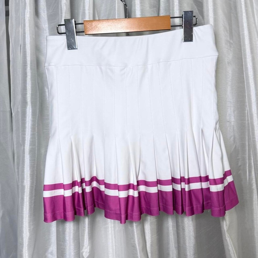 Smith & Quinn white pleated skirt‎ with purple and white